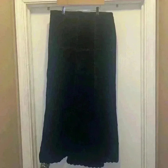 Vintage SMH Black suede patchwork maxi skirt - Picture 1 of 6